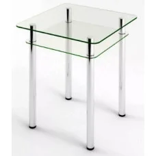 Glass dining table D-02-2 with tempered glass and chrome legs